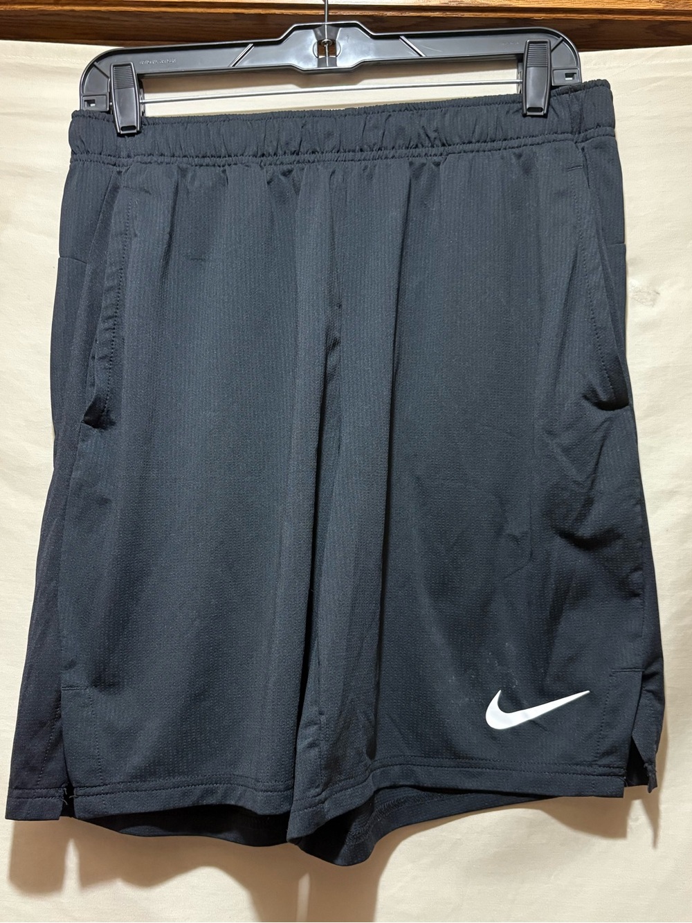 Nike Men’s Black Athletic Shorts with White Swoosh
